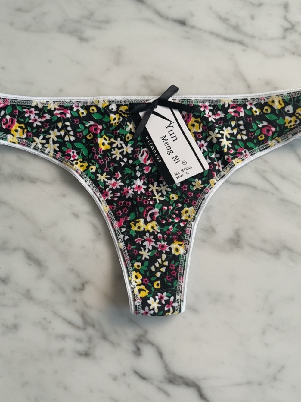 Size L - Floral Bikini Bottoms with Bow